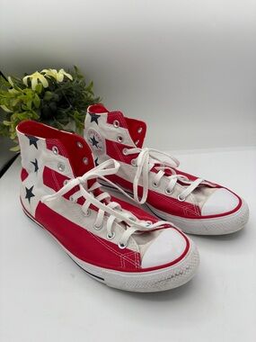 Converse High Top Adult  Sneakers - Red, White, Blue Star Design